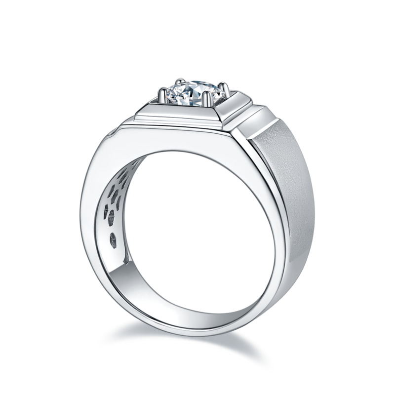 宗瑞款S925银镀白金MoissaniteMen's Ring1ctD级